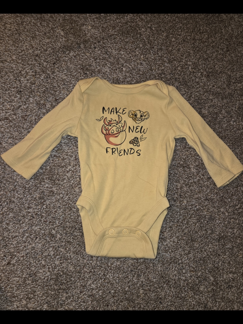 Yellow Lion King 'Make New Friends' Long-Sleeve Baby One-Piece